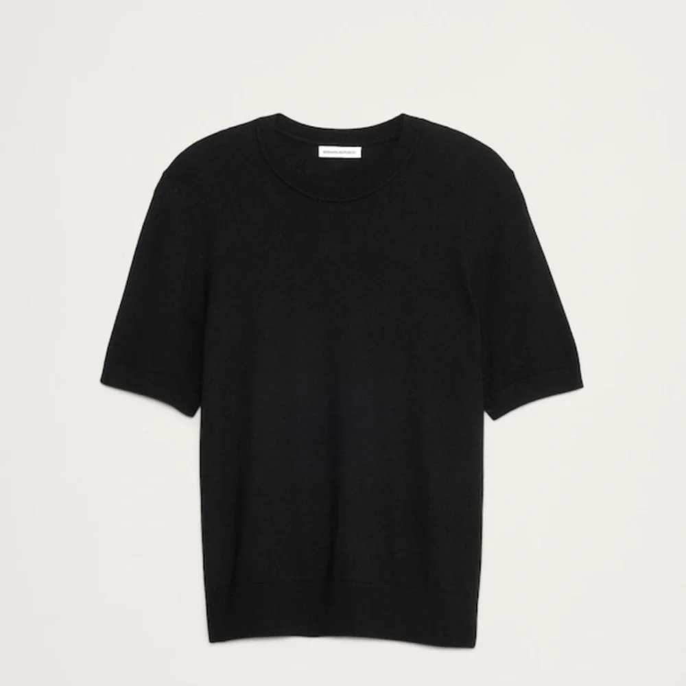 NWT Banana Republic Black Cashmere Silk Short Sleeve Sweater Sz M (759869)